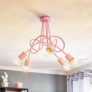 Plafondlamp Tarnow 5-lamps roze