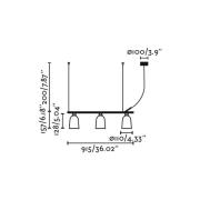 Studio hanglamp, roze, gedecentraliseerd, lengte 91 cm, 3-lamps.