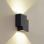 Lindby LED buiten wandlamp Fendir, zwart, aluminium, 10,5 cm