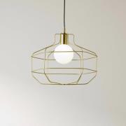 Draad hanglamp, goud, metalen kooi, 40 x 33 cm