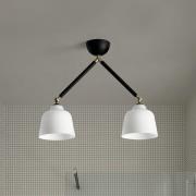 Neoretro plafondlamp, 2-lamps, zwart/milky, voegen