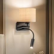 Wandlamp Harry, rond, zwart/licht hout
