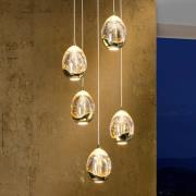 Hanglamp Rocio, 5-lamps, rond, metaal, glas, goud