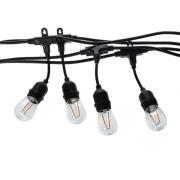 Buitenlichtketting Garlanda, zwart, IP44, 10 m, 10-lamps.