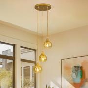 Hanglamp Monte, 3-lamps, rondel, goud