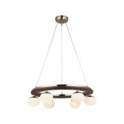 Tolosa hanglamp, Ø 52 cm, messing, 6-lamps, glas, hout