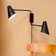 Dyberg Larsen wandlamp Cale, zwart, metaal, 2-lamps