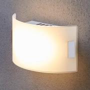 Witte glazen wandlamp Gisela met LED lampen.