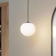 Lucande hanglamp Bidolo, zwart, glas, Ø 15 cm, IP44