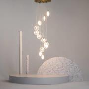 Maytoni hanglamp Frozen, 12-lamps, helder/messing, glas