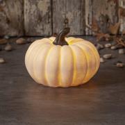 LED terraslamp Sandy Pumpkin, Ø 15 cm, wit, batterij