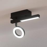 LED plafondspot Cardillio 2 zwart met één Ring