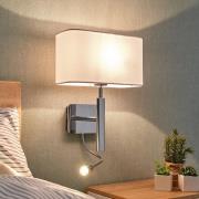 Wandlamp Lucande Jettka, hoogte 63 cm, leesarm, textiel