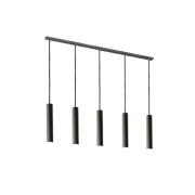 Hanglamp Brenta, antraciet, staal lengte 110 cm 5-lamps