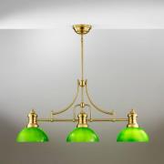 Hanglamp Platino, goud/groen, glas, 3-lamps, E27