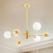 Hanglamp Moka, goudkleurig, glas, 6-lamps, G9, GU10