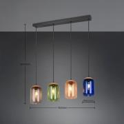 Hanglamp kurk, meerkleurig, lengte 90 cm, 4-lamps glas/kurk
