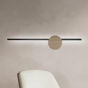 LED wandlamp Java II, zwart/eiken, hoogte 93 cm, metaal
