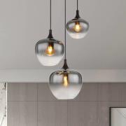Maxy hanglamp, Ø 48 cm, rookgrijs, glas, 3-lamps.