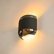 SLV Pantilo Rope wandlamp, zwart/grijs/zilver, glas