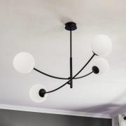 Plafondlamp Hunter, zwart/opaal, 4-lamps