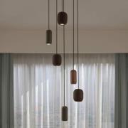 Lucande hanglamp Narion, rond, zwart, 6-lamps