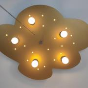 Plafondlamp wolk, goud, 5-lamps, 20 LED punt