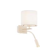 Bilo wandlamp, beige, textiel, 2-lamps, leeslampje