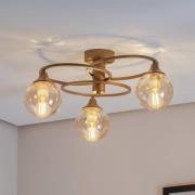 Binah plafondlamp amber/antiek goud 3-lamps Ø 60 cm glas/metaal