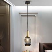 Hanglamp Norma, Ø 14 cm, zwart/messing, glas, E27