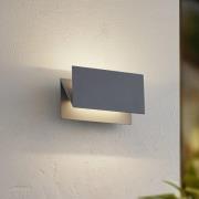 Lucande LED buiten wandlamp Meja, grijs, aluminium, 27cm, IP54