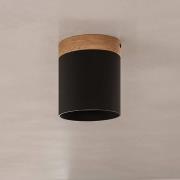 Plafondspot Rif, zwart, Ø 12 cm, hout, aluminium