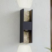 Lucande LED buitenwandlamp Lavrin, zwart/marmer, aluminium