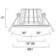 Sylvania inbouwlamp Obico 68, chroom, IP65, CCT, dimbaar