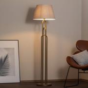 Vloerlamp Lazar, grijs/goud antiek, hoogte 164 cm, textiel/metaal