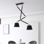 Plafondlamp Lucande Marvaine zwart/goudkleurig, verstelbaar