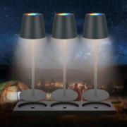 Cilano LED tafellampen, set van 3, antraciet, oplaadstation