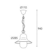 Buiten hanglamp Campanula 2094, antiek messing, Ø 29 cm, IP44