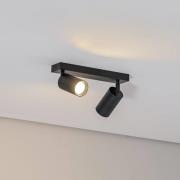 Plafondspot Sado, zwart, staal, verstelbaar, 2-lamps