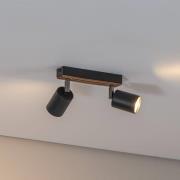Envostar Tino plafondspot 2-lamps zwart/hout