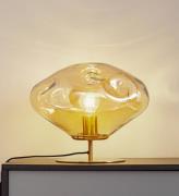 Lindby tafellamp Lelia, amber, glas, metaal, Ø 35 cm
