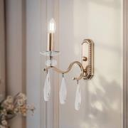 Wandlamp Elizabeth, hoogte 30 cm metaal/kristal goud antiek