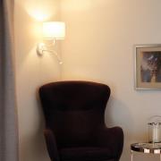 Wandlamp roller, stof, wit/beige, leeslampje