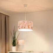 Freddy hanglamp, Ø 35 cm, stof, kleurrijk, dieren, E27