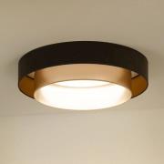 LED plafondlamp Luneta, fluweel bruin/goud, Ø 60 cm, 3-traps dimbaar