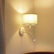 Wandlamp Roller, katoen ruw wit, wit, met leeslampje