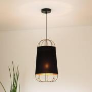 Hanglamp Lantern small, textiel, metaal, zwart