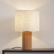 Lindby tafellamp Kimiko, hoogte 38 cm, hout, textiel