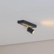 Plafondspot Rodez, zwart/goud, lengte 30 cm, staal