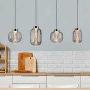 LED hanglamp Fluoro, rookgrijs, lengte 120 cm, 4-lamps.